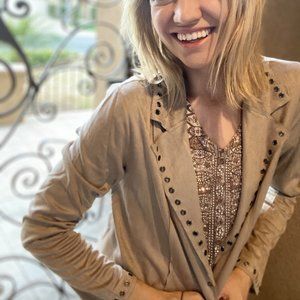 Genuine Suede Jacket with Metal Grommets - Dreamy!